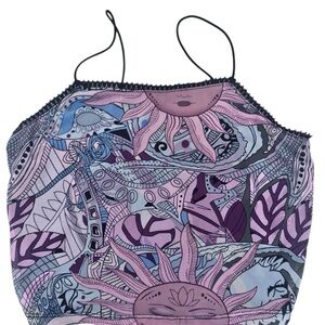 SHEIN Purple and Blue Sun Pattern Crop Top